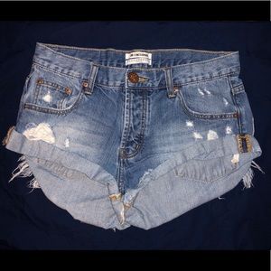 One Teaspoon Bandit shorts in Blue Malt